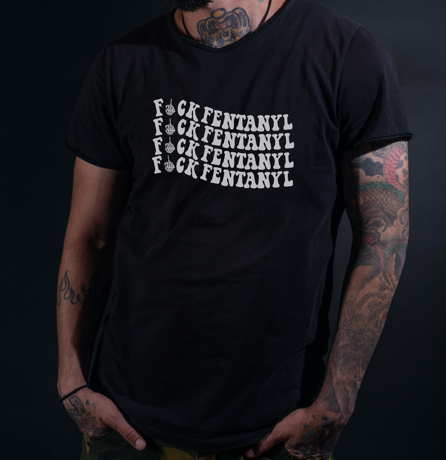 GORDO LOCO: F#CK FENTANYL WAVE BLACK T-SHIRT